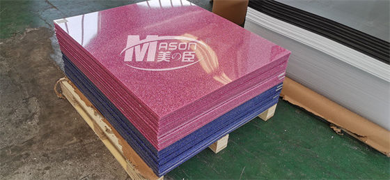 Warna-warni Pink Emas Biru Perspex Glitter Lembaran Plastik 25mm
