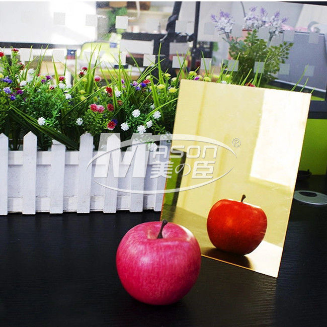 5mm 1220 X 1830mm Lembar Cermin Plastik Emas Perak Satu Sisi PMMA